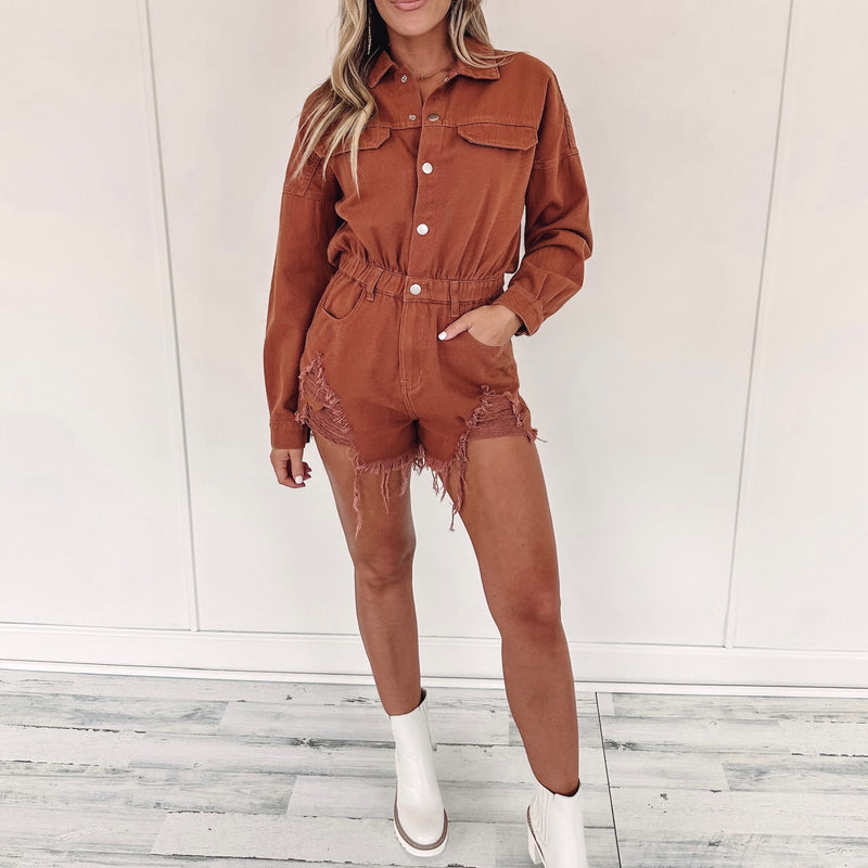 Madison Romper - Brown