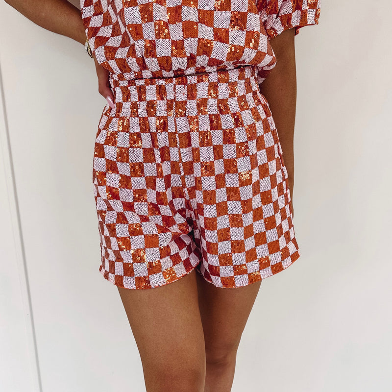Orange Checkered Shorts