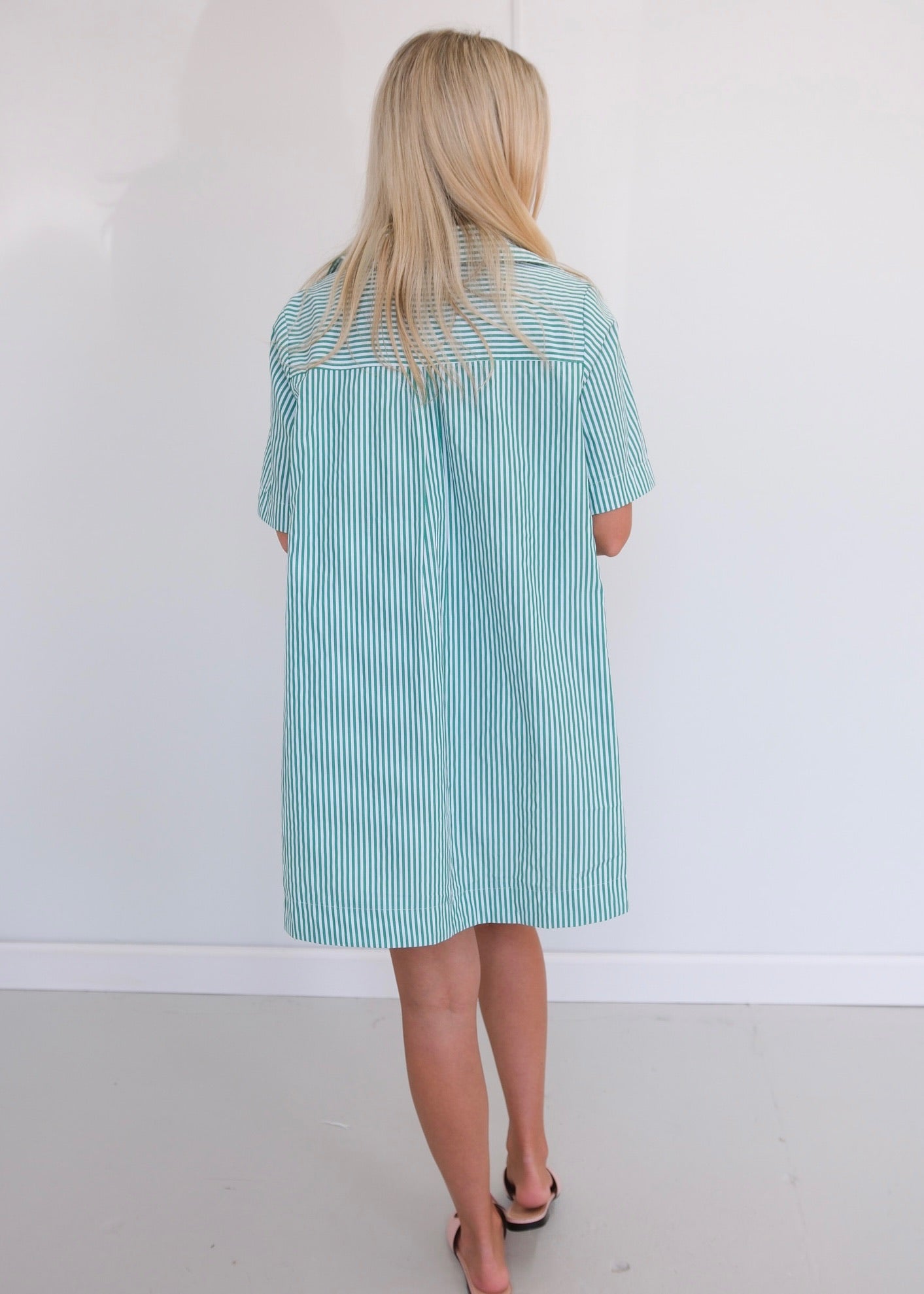 green striped dress Coast Line Stripe Maxi gold jewelry Green/Cream Striped Dress LG/XL /