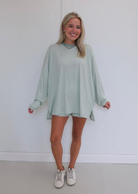Comfy Striped Lounge Shorts - Mint