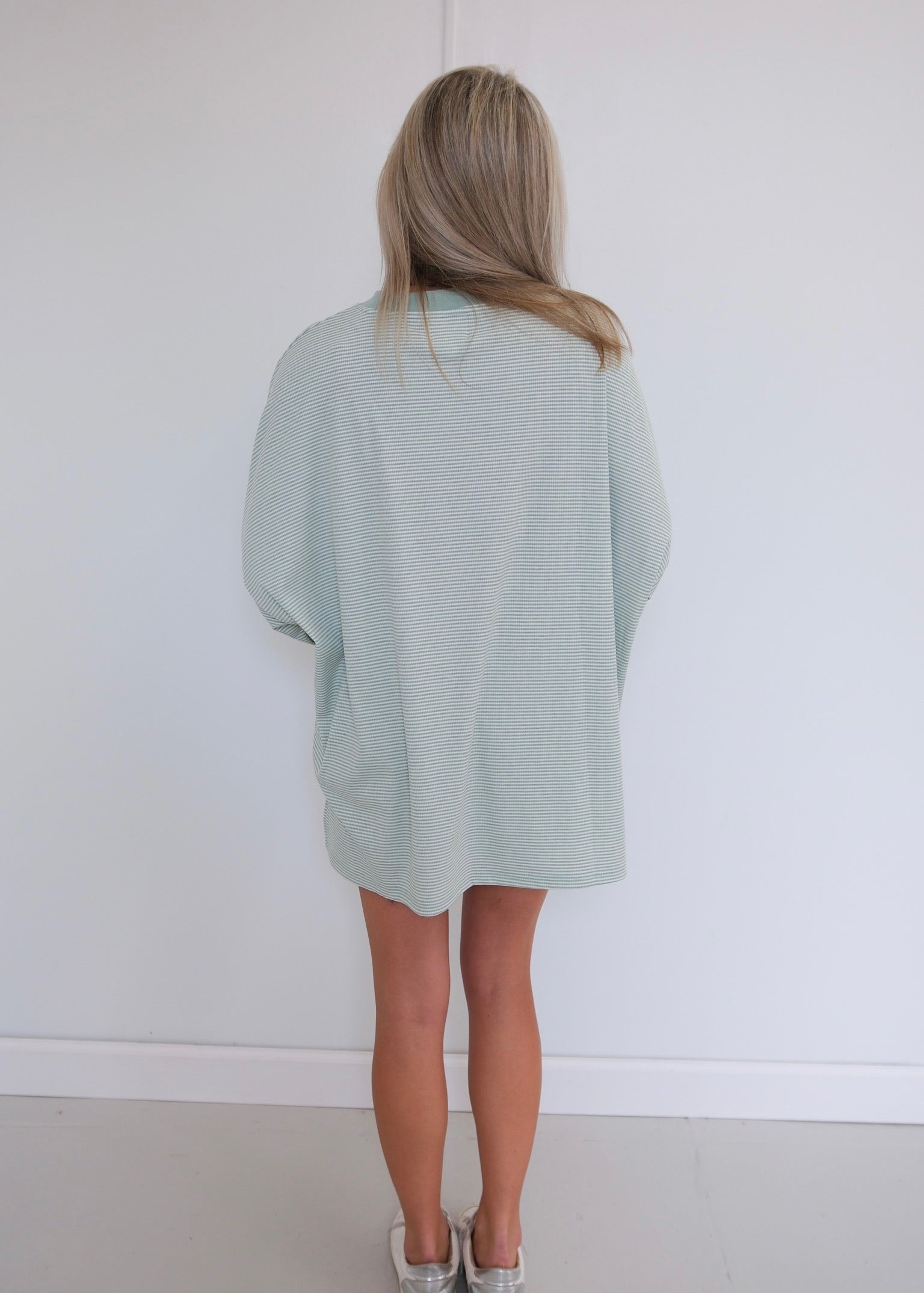 Comfy Striped Oversized Top - Mint
