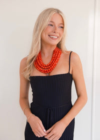 Red Chunky Beaded Necklace