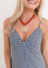 Bulldog Coin Necklace - Red