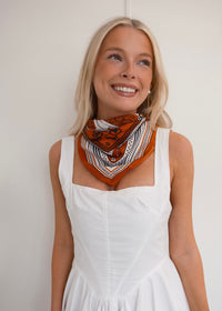 Orange Printed Bandana Scarf