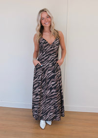 Sinclair Printed Dress - Charcoal