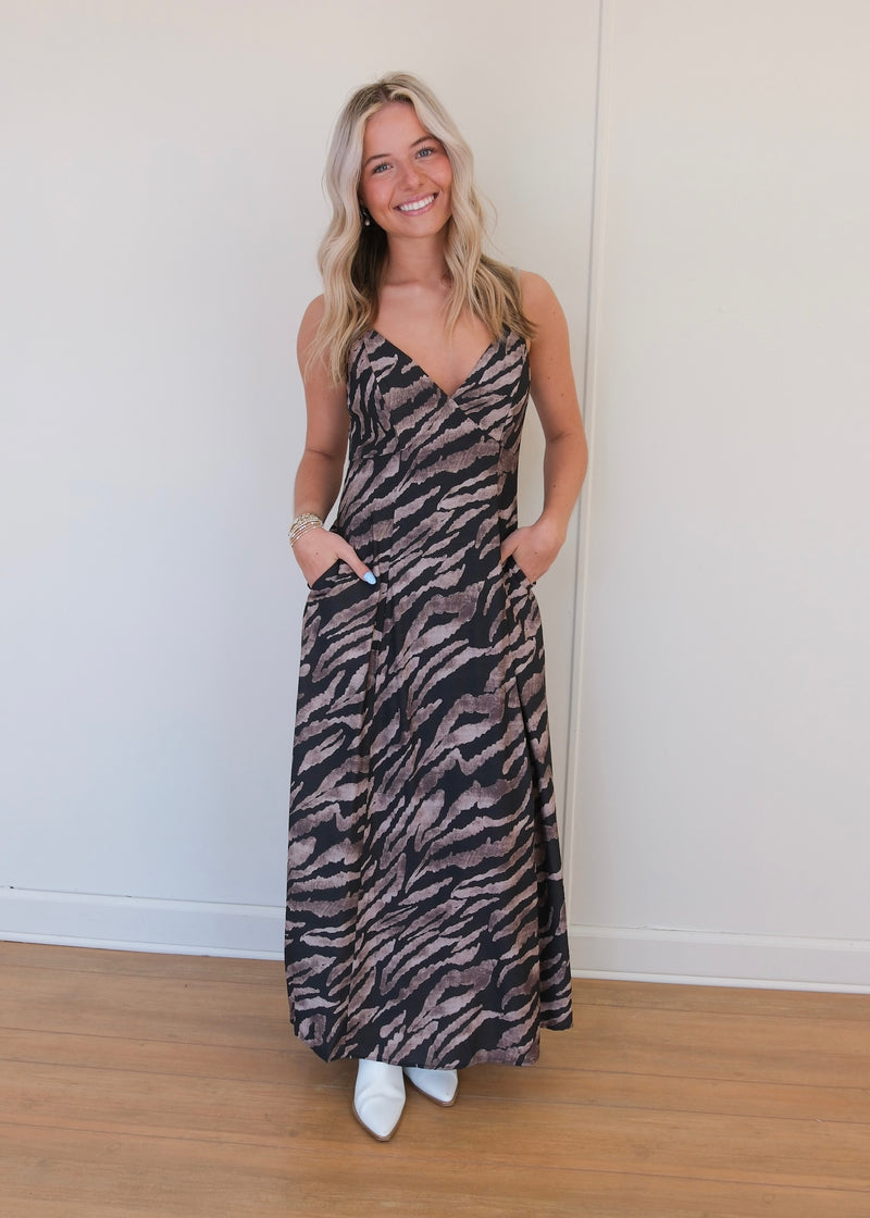 Sinclair Printed Dress - Charcoal