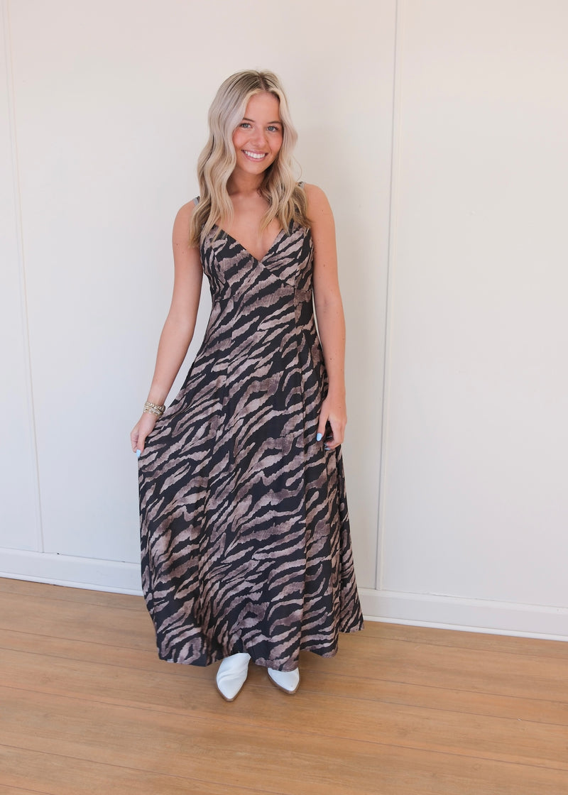 Sinclair Printed Dress - Charcoal