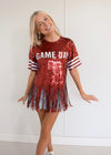 Gameday Fringe Sequin Top - Crimson