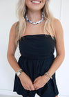 Polka Dot Scarf Necklace - White