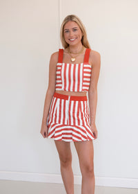 Charlie Striped Set - Red/White