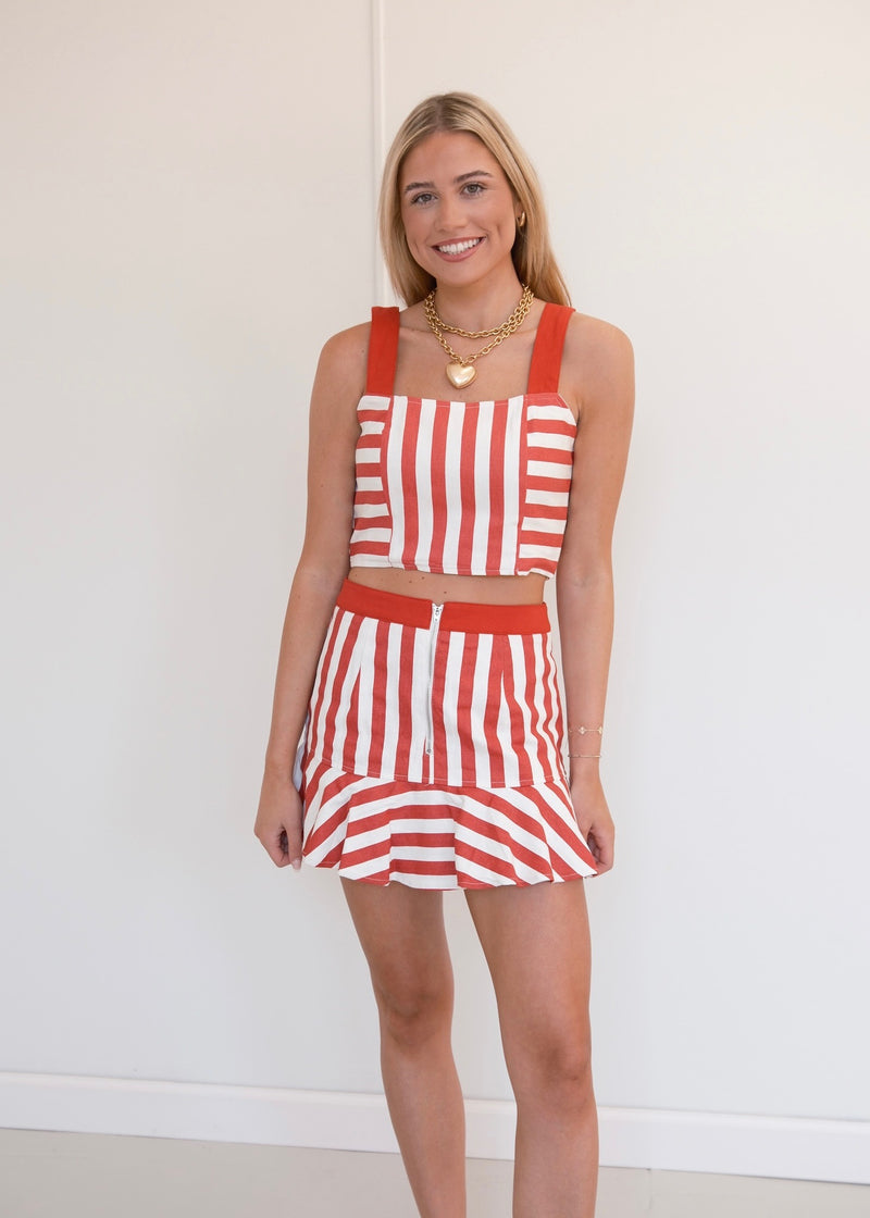 Charlie Striped Set - Red/White