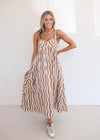 Wavy Striped Midi Dress