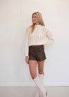 Susan Faux Leather Shorts - Brown