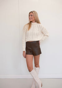 Susan Faux Leather Shorts - Brown