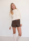 Susan Faux Leather Shorts - Brown