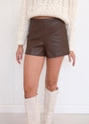Brown Faux Leather Shorts