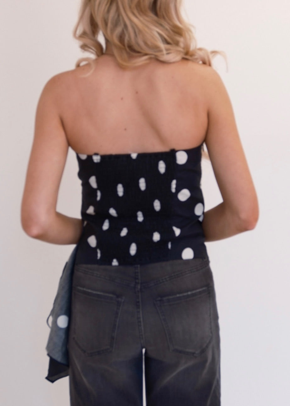 Polka Dot Strapless Top