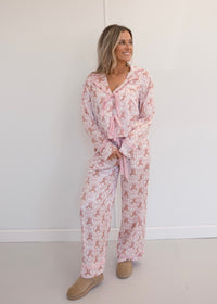 Teddy Bear Bow Pajamas - Pink