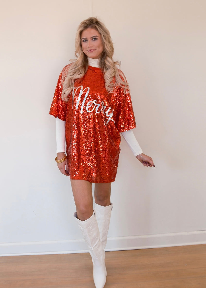 Merry Sparkle Dress - Red