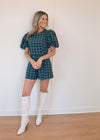 Green Plaid Romper