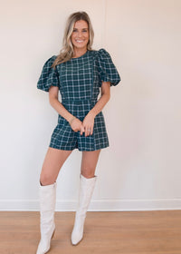 Green Plaid Romper