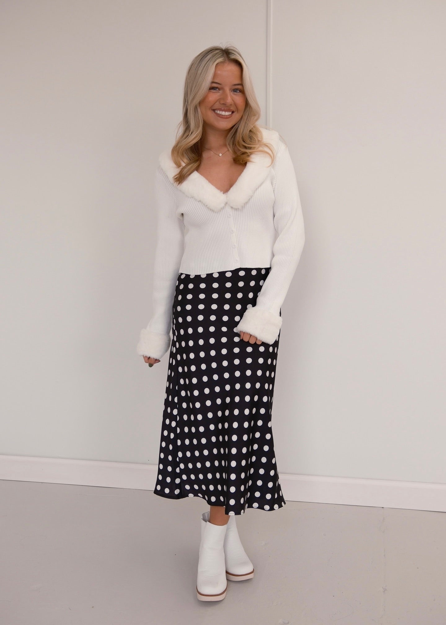 Polka Dot Midi Skirt