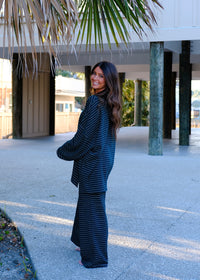 Cozy Striped Oversized Top - Green