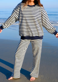 Navy & Cream Striped Lounge Set