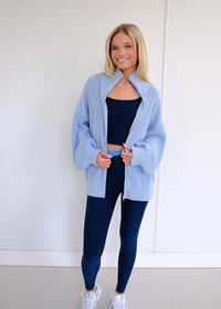 Baby Blue Zip Up Sweater Cardigan