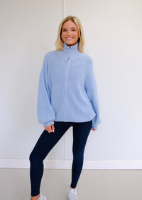 Baby Blue Zip Up Sweater Cardigan