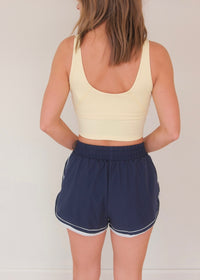Lace Trim Active Shorts - Navy