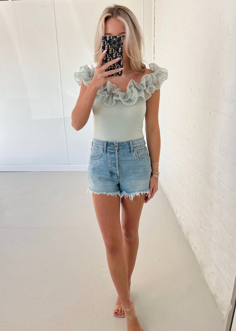 Sage Ruffle Bodysuit