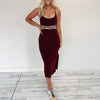 Cami Midi Dress - Burgundy/Tan