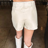 Harper Faux Leather Shorts - Cream