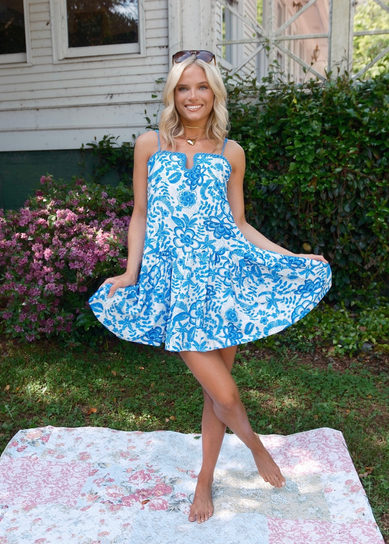 Mary Ann Dress - Blue/White