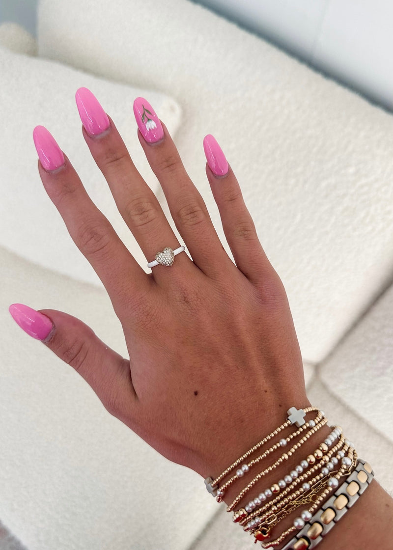 White Heart Ring
