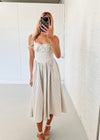 Khloe Striped Midi Dress - Beige/White
