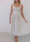 Khloe Striped Midi Dress - Beige/White
