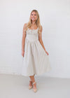 Khloe Striped Midi Dress - Beige/White