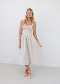 Khloe Striped Midi Dress - Beige/White