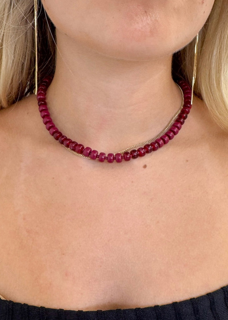 Beaded Necklace - Burgundy