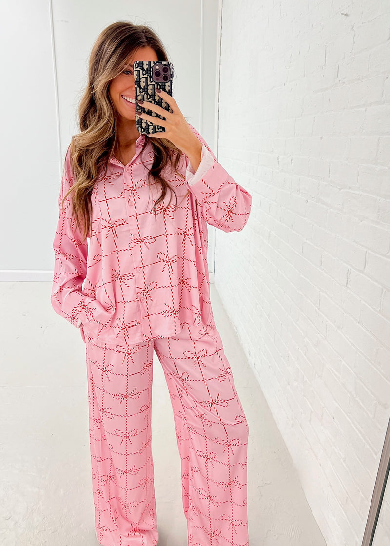 Candy Cane Bow Pajamas