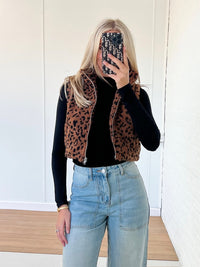 Cheetah Cropped Sherpa Vest
