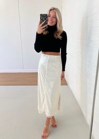 Monica Sequin Midi Skirt - Cream