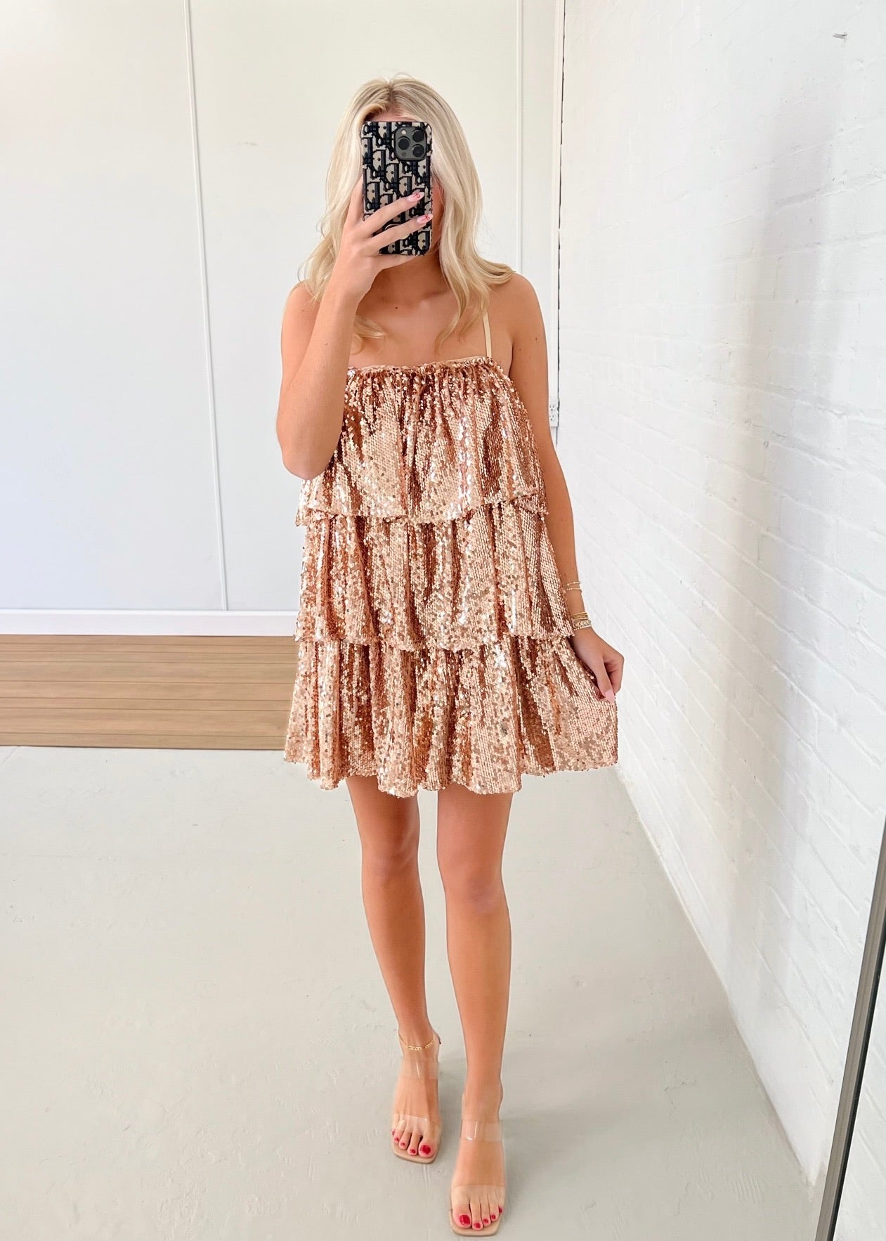 Adrien Tiered Sequin Mini Dress