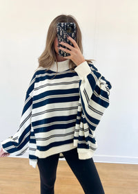 Striped Mock Neck Pullover