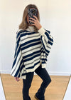 Striped Mock Neck Pullover