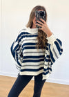 Striped Mock Neck Pullover