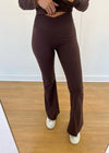 Chocolate Brown Crossover Flare Leggings