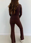 Chocolate Brown Crossover Flare Leggings